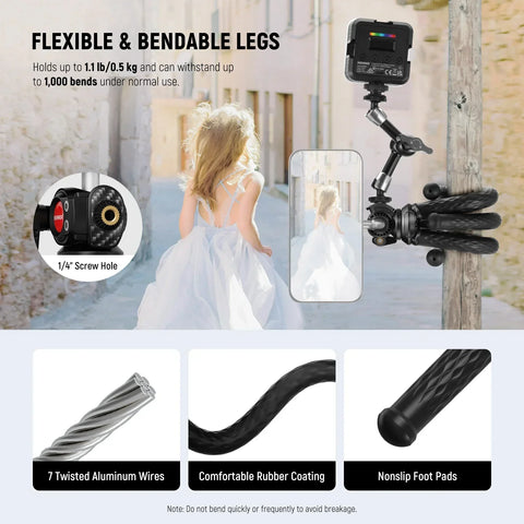 Neewer Tp33 Flexible Travel Vlogging Smartphone Tripod with Magsafe Magnetic Holder • Camerastuff • South Africa