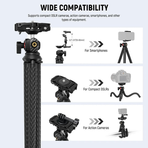 Neewer T34 Flexible Travel Vlogging Tripod for Smartphones/actioncams with Bluetooth Remote • Camerastuff • South Africa