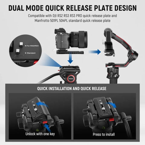 Neewer Tp74 74’’/188cm Aluminium Video Tripod with Fluid Head • Camerastuff • South Africa