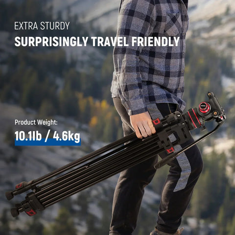 Neewer Tp75 74’’/189cm Aluminium Video Tripod with Fluid Head • Camerastuff • South Africa