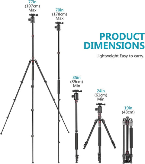 Neewer Tp77 77’’/178cm Aluminium 2-in-1 Tripod and Monopod with Ball Head • Camerastuff • South Africa