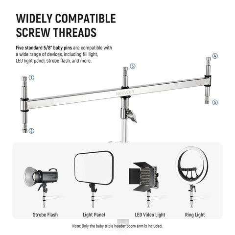 Neewer Ua005 C-stand Baby Pin Triple Header Boom Arm • Camerastuff • South Africa