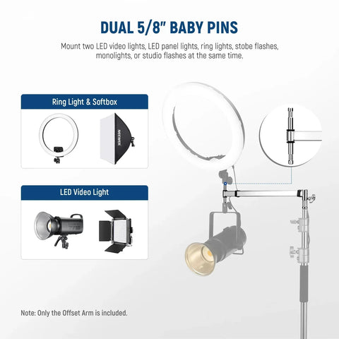 Neewer Ua016 C-stand 49-70.5cm Offset Boom Arm with Dual 5/8’’ Baby Pins • Camerastuff • South Africa