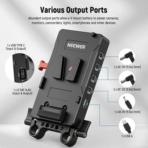Neewer Vb-a1 v Mount Battery Adapter Plate for 15mm Rods • Camerastuff • South Africa