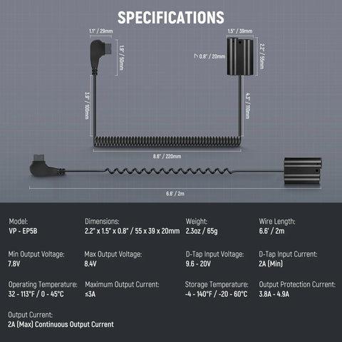 Neewer Vp-ep5b En-el15 to D-tap Dummy Battery & Cable • Camerastuff • South Africa