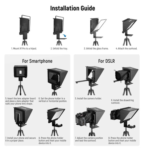 Neewer X1 Pro Smartphone Camera Portable Teleprompter • Camerastuff • South Africa