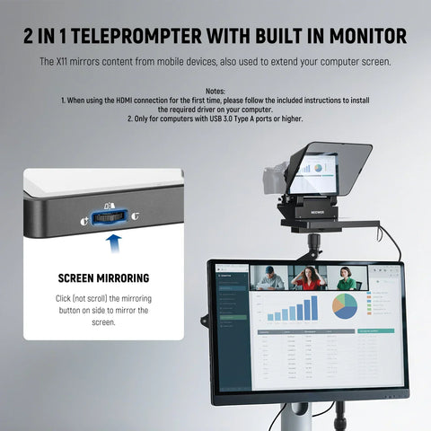 Neewer X11 2-in-1 Teleprompter with Built-in Monitor and Arca Release