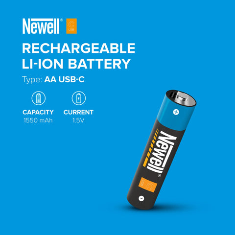 Newell AA Rechargeable Batteries with USB-C Charging – 1550mAh (2-Pack)