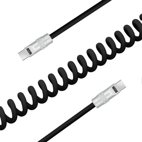 Newell USB-C to USB-C Spiral Cable 100W – 1.5m, Silicone (Black)