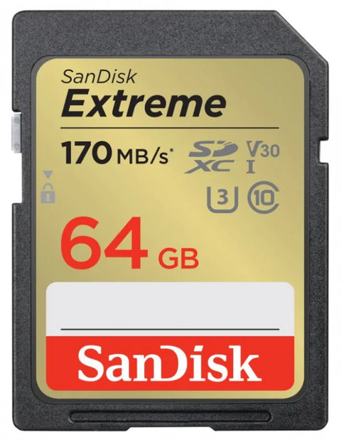 Sandisk Extreme 64gb Sdxc Sd Memory Card 170mb/s • Camerastuff • South Africa