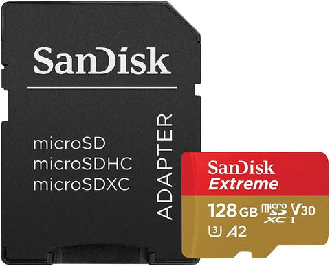 Sandisk Extreme Microsdxc 128gb + Sd Adapter 160mb/s A2 C10 V30 Uhs-i U3 • Camerastuff • South Africa