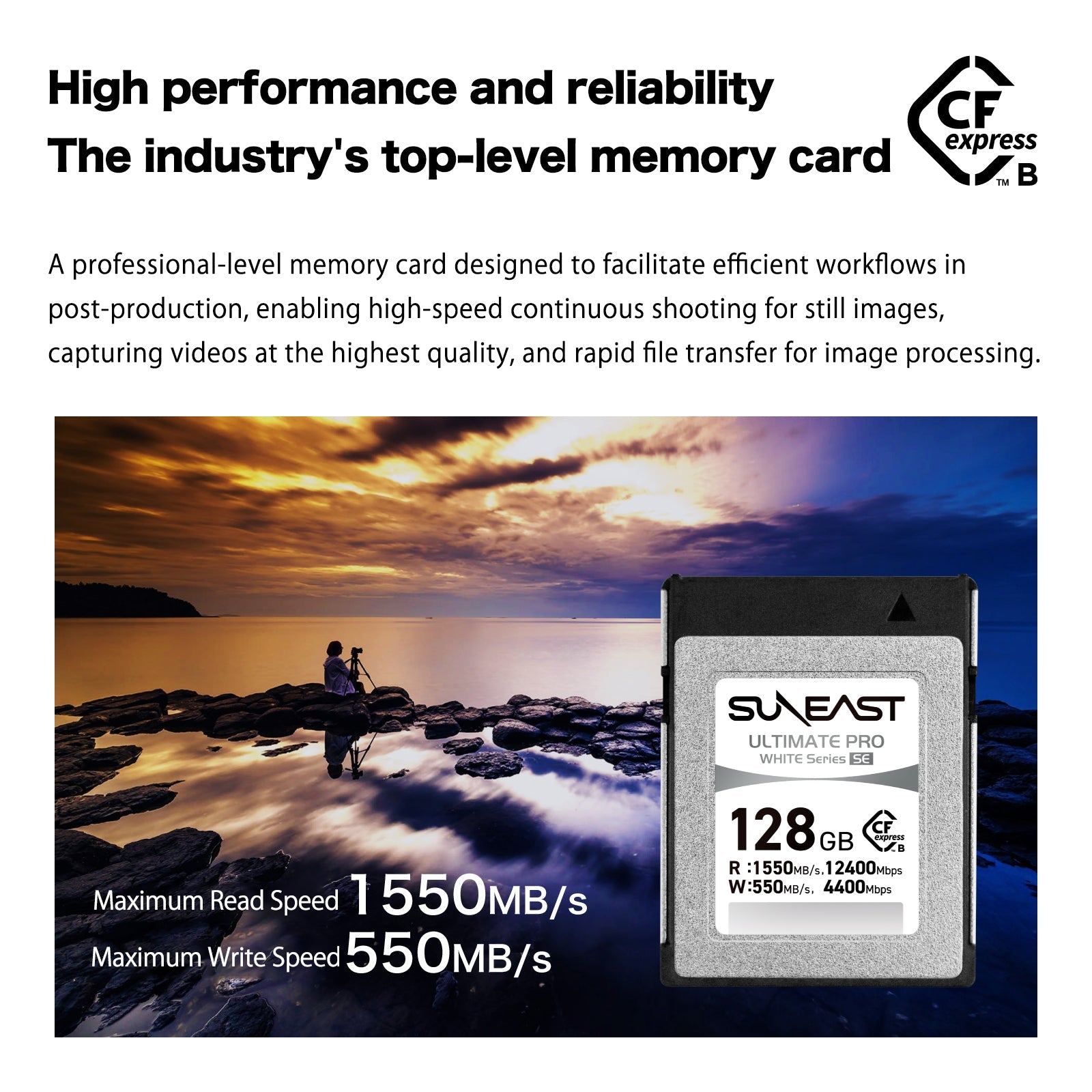 SunEast CFexpress Type-B 128GB Memory Card White SE – CameraStuff