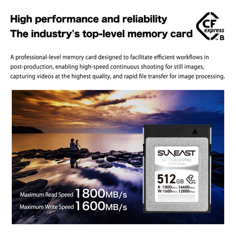 Suneast Cfexpress Type-b 512gb Memory Card White Series 1600mb/s • Camerastuff • South Africa