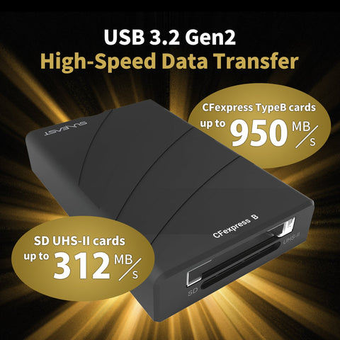 SunEast Cfexpress Type B SD UHS-II Dual Slot Card Reader