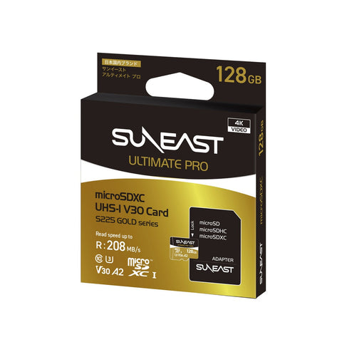 Suneast Ultimate Pro Gold Series S225 V30 128gb Microsdxc Memory Card Uhs-i 208mb/s • Camerastuff • South Africa