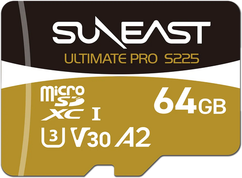 Suneast Ultimate Pro Gold Series S225 V30 64gb Microsdxc Memory Card Uhs-i 208mb/s • Camerastuff • South Africa