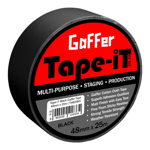 Tape-it Black Gaffer Tape 48mm x 25m • Camerastuff • South Africa