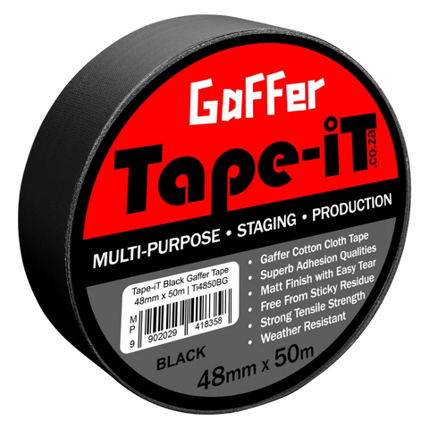 Tape-it Black Gaffer Tape 48mm x 50m • Camerastuff • South Africa