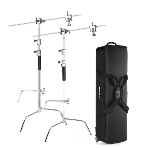 Neewer Bundle | 2 x 309cm C-Stands (With Sliding Leg) + Heavy-Duty C-Stand Rolling Bag