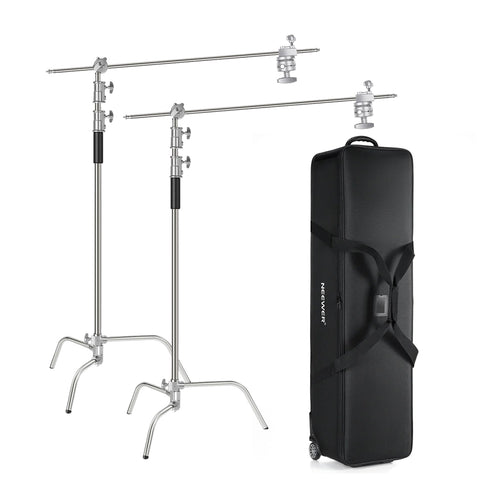 Neewer Bundle | 2 x 330cm C-Stands (With Removable Base) + Heavy-Duty C-Stand Rolling Bag