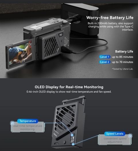 Ulanzi Ca25 Thermostatic Camera Cooling Fan for Select Cameras (c072gbb3) • Camerastuff • South Africa