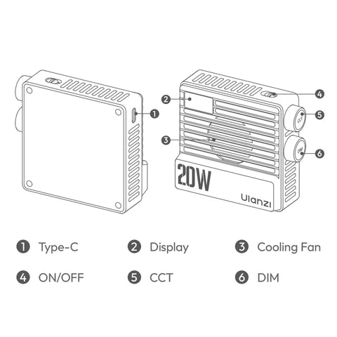Ulanzi LE20 20W Pocket RGB-WW Video LED Constant Light
