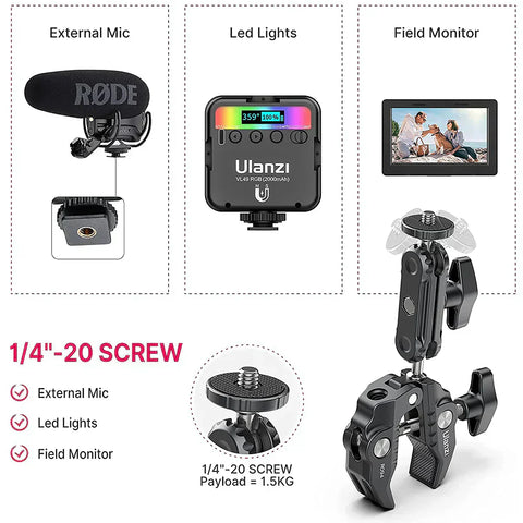 Ulanzi R094 Multi-functional Super Clamp 2638 • Camerastuff • South Africa