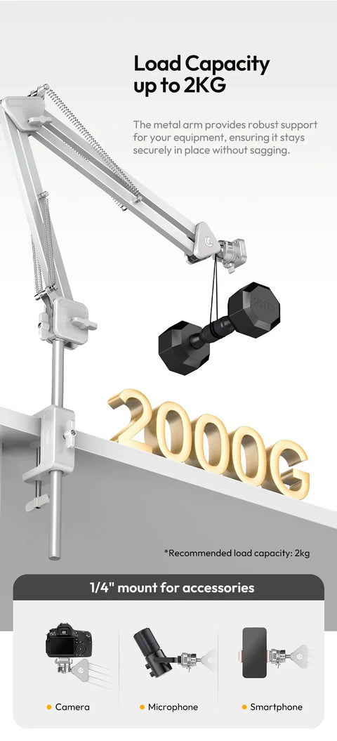 Ulanzi TH04 Overhead Camera and Smartphone Desktop Mount Arm T088 (Black)