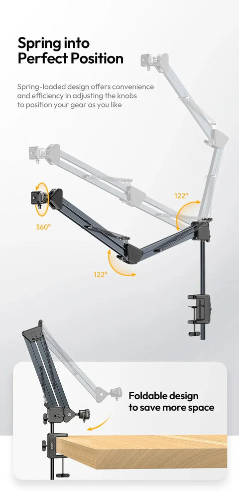 Ulanzi TH04 Overhead Camera and Smartphone Desktop Mount Arm T088 (Black)