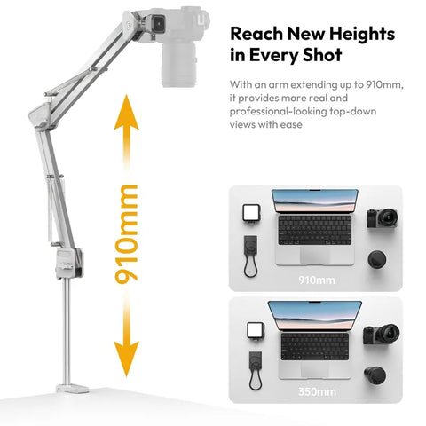 Ulanzi TH04 Overhead Camera and Smartphone Desktop Mount Arm T088 (White)