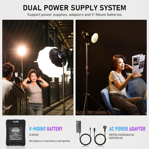ULanzi VL120C 120W RGB-WW COB LED Video Constant Light + Power Supply