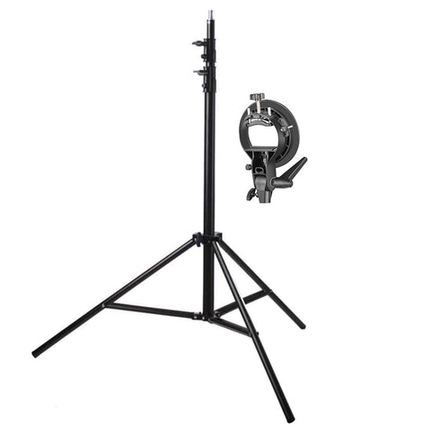 CameraStuff Bundle | 240cm Adjustable Spring-Loaded Stand + Neeewer Speedlight Bracket